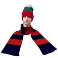 thumbnail image 4 of Knit Winter Rugby Striped Scarf for Men & Women - Stay Warm & Stylish (Navy/ Red) -1 Pack, 4 of 7