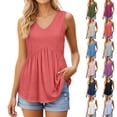 thumbnail image 2 of Racerback Tank Tops for Women Vintage Plain Color Womens Summer Tank Tops Spaghetti Strap Slim Fitted Round Neck Sleeveless Camisole Shirt Vacation Fashion Outfit Clothes, 2 of 6