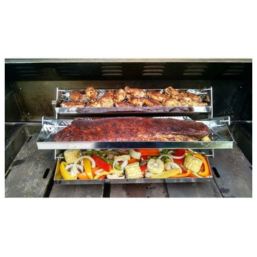 Rib-O-Lator Universal Adjustable Trays: Adjusts from 11"- 20" Fits Gas & Charcoal Grills, Green Egg, Kamados, Drum Smokers and More.