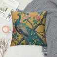 thumbnail image 2 of Orinice Throw Pillow Covers Vintage Watercolor with Peacock On Tree Cherry Flowering Trees with Flowers Yellow Colorful Bird Linen Decorative Square Pillowcases Cushion Cover, 2 of 5