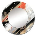thumbnail image 2 of Designart "Cubic Abstract in Red and Gold II" Cubism Round Mirror Wall Décor Mid-Century - Large Red Round Mirror - Round Mirror 23" x 23" Inch, 2 of 5