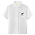 thumbnail image 1 of Odeerbi Camisa de Vestido de Algodón de Las Niñas Flor Bordado de Manga Corta Uniforme de La Escuela Con Bolsillo, 1 of 9