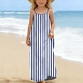 thumbnail image 6 of Xdegoge Linen Chic Kids Summer Boho Dress for Tween Girls Maxi A Line Spaghetti Strap Backless Tie Sundress Classic Striped Flowy Lightweight Cute Beach Vacation Party Holiday Outfit for Teen, 6 of 9