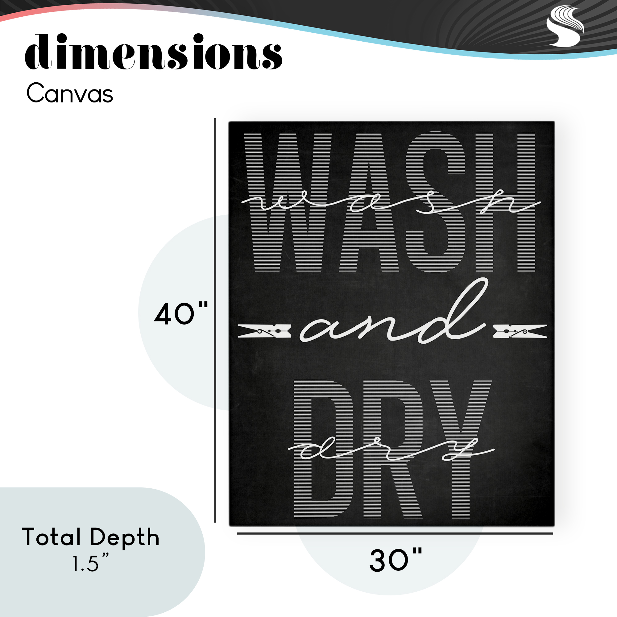 Wash And Dry Black Minimal Canvas Wall Art, design by Marcus Prime
