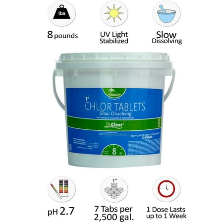 tablets chlorine rx trichloro stabilized swimming various sizes clear pool inch