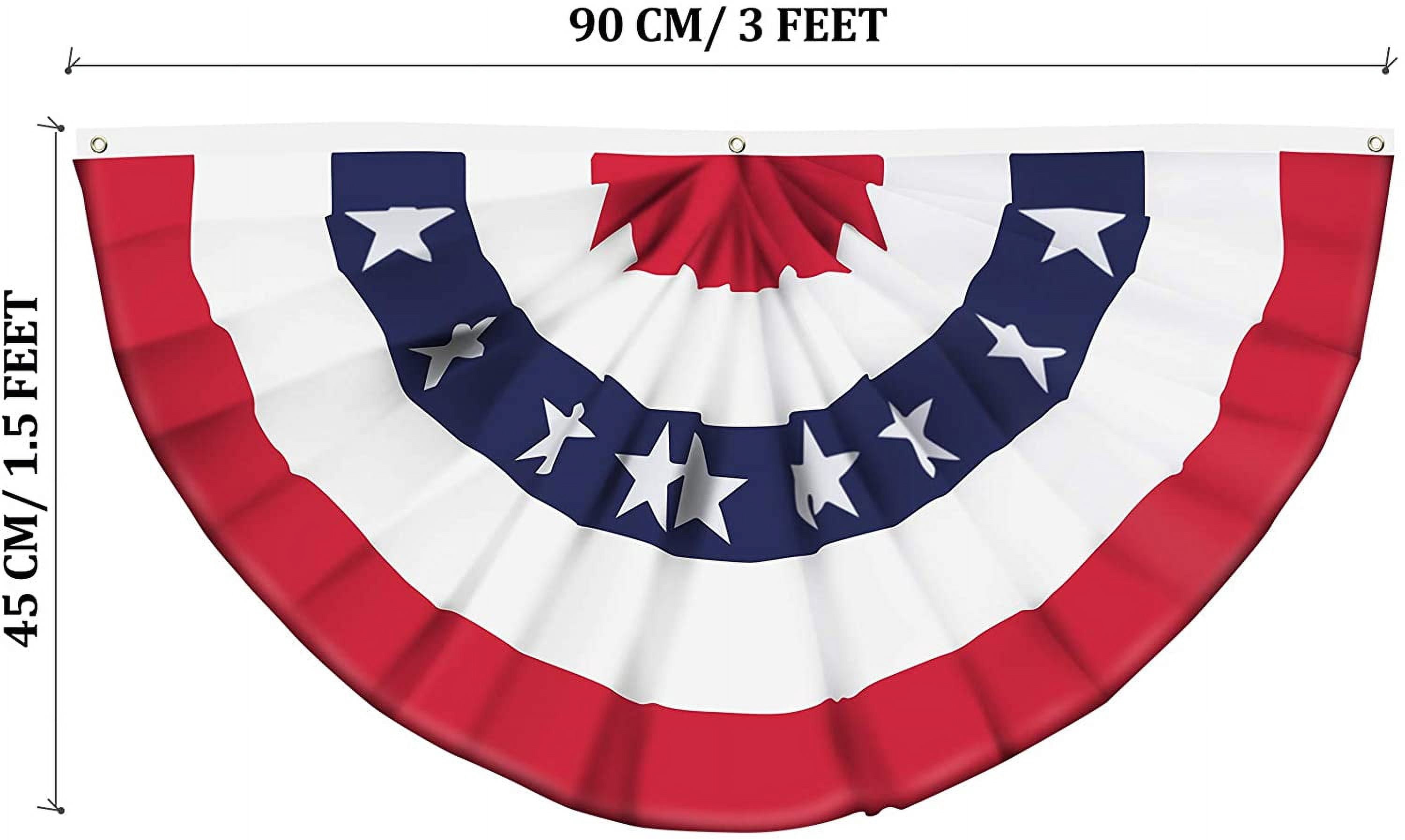 USA American Flag Fan Bunting 3x1.5 Feet Outdoor US Flag Decor Bunting Flag Bunting American Flag Porch Bunting American Flag Swag Bunting,3 Pieces