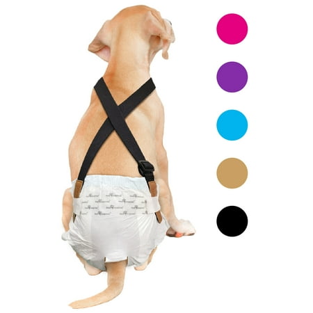 UPC: 0682198766977 | Paw Inspired Dog Diaper Suspenders | Keep Male Dog Wraps and Female Dog Diapers Stay on with Suspenders | Fits Washable and Disposable Puppy Doggie Cat Pet Diapers and Male Dog Belly Bands(S/M  Black)