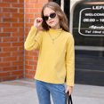 thumbnail image 2 of Resicozy Girls Turtleneck Pullover Long Sleeve Cute T Shirt for Kid, Solid Casual Warm Fall Winter Shirts for Daily School 2-13 Years Yellow 160, 2 of 7