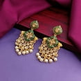 thumbnail image 2 of Efulgenz Indian Chandbali Earrings Green Bridal Traditional Crystal Kundan Dangling Earrings Faux Pearl Drop Dangle Statement Wedding Earrings Set for Women, 2 of 6