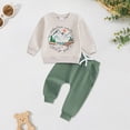 thumbnail image 2 of TOWED22 Toddler Boy Clothes Long Sleeve Pullover Sweatshirt Tops Jogger Pant Sets 2 Piece Outfit Fall Winter Baby Boy Outfits Clothing Set(Green,0-6 M), 2 of 6