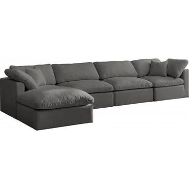GREY Velvet Cloud 5A Modular Down Filled Reversible Sectional Soflex Modern