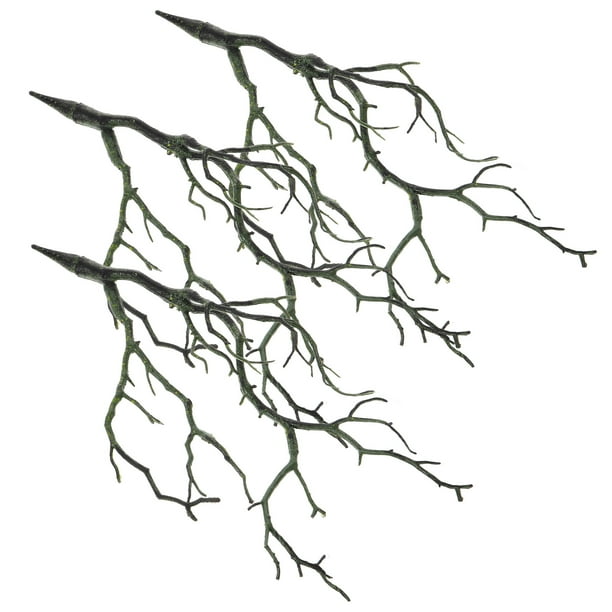 ramas artificiales secas de plástico, similares a plantas reales, con forma de cuernos y astas para decoración (verde).