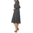 thumbnail image 2 of MOA Collection Women's Loose Fit Scoop Neck 3/4 Sleeve Polka Dot Patterned A-Line Midi Dress, 2 of 6