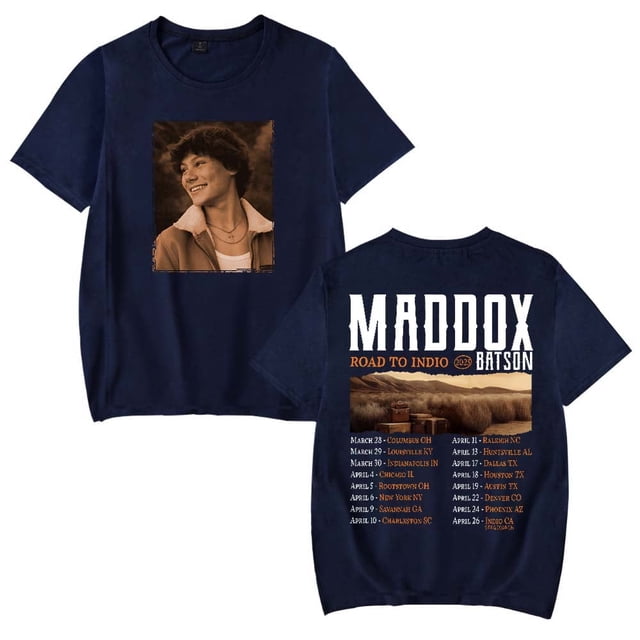 T-Shirt Maddox Batson Road To Indio Tour 2025 Femmes Hommes Décontracté Col Rond Manches Courtes Mode Tee
