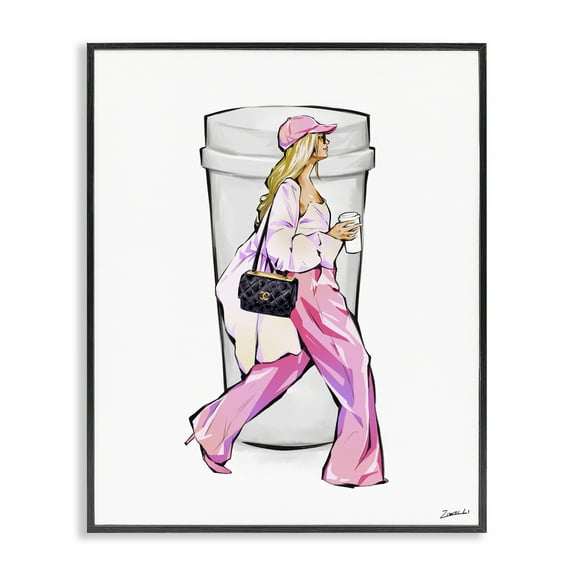Stupell Industries Morning Coffee Fashionista Food & Beverage Painting Black Framed Art Print Wall Art, 11 x 14