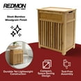 thumbnail image 2 of Redmon Bamboo Top Load Clothes Hamper, Full Size with Hinged Lid and Handles, 2 of 10