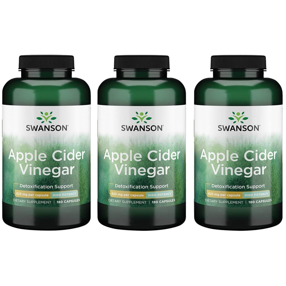 Swanson Apple Cider Vinegar High Potency 625 mg 180 Caps 3 Pack