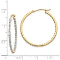 thumbnail image 2 of 14k Yellow Gold Diamond Round Hinged Hoop Earrings, 2 of 6