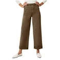 thumbnail image 4 of RQYYD Stretch Twill Cropped Wide Leg Pant Women High Waisted Tummy Control Crop Jeans Casual Loose Straight Leg Chino Pants, 4 of 6