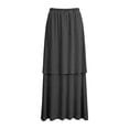 thumbnail image 3 of Arlun Summer Casual Maxi Skirts for Women Elastic High Waist Double Layer Stylish Slim Fit A Line Long Skirts Lightweight Flowy Soft Comfortable Solid Color Daily Wear Dark Gray L, 3 of 3