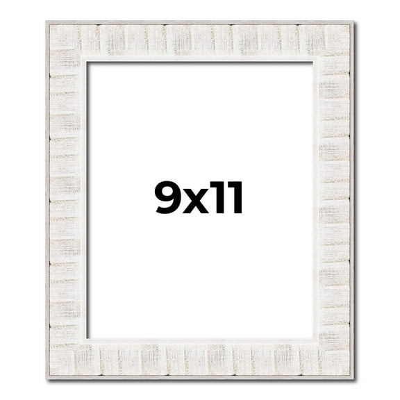9x11 Frame White Sonoma Rustic Wood Picture Frame | 1.5 Inch Moulding Width | Complete with UV