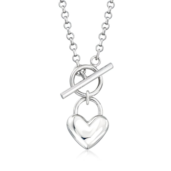 Ross-Simons Italian Sterling Silver Heart Toggle Necklace, Women's, Adult