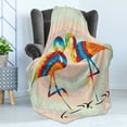 thumbnail image 4 of Flamingo Soft Flannel Fleece Blanket, Colorful Love Valentine Flamingos Illustration Retro Circles at Back Funky Print, Cozy Plush for Indoor and Outdoor Use, 50" x 70", Multicolor, by Ambesonne, 4 of 5