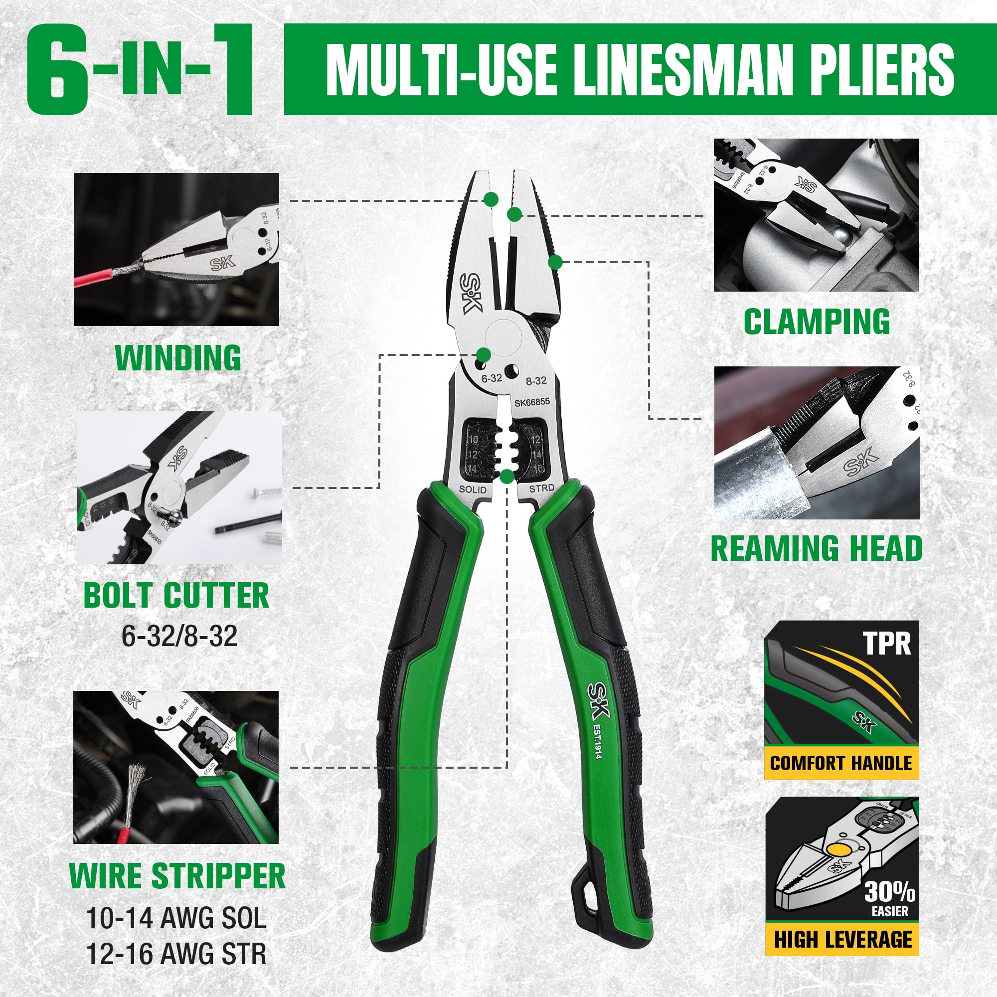 SK Hand Tools SK01326 3 Piece Pliers Set
