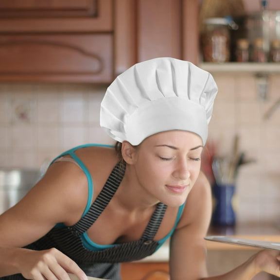 WHAMVOX Work Chef Hat Waiter Uniform Hat Men and Women Miss 28X28X19CM White