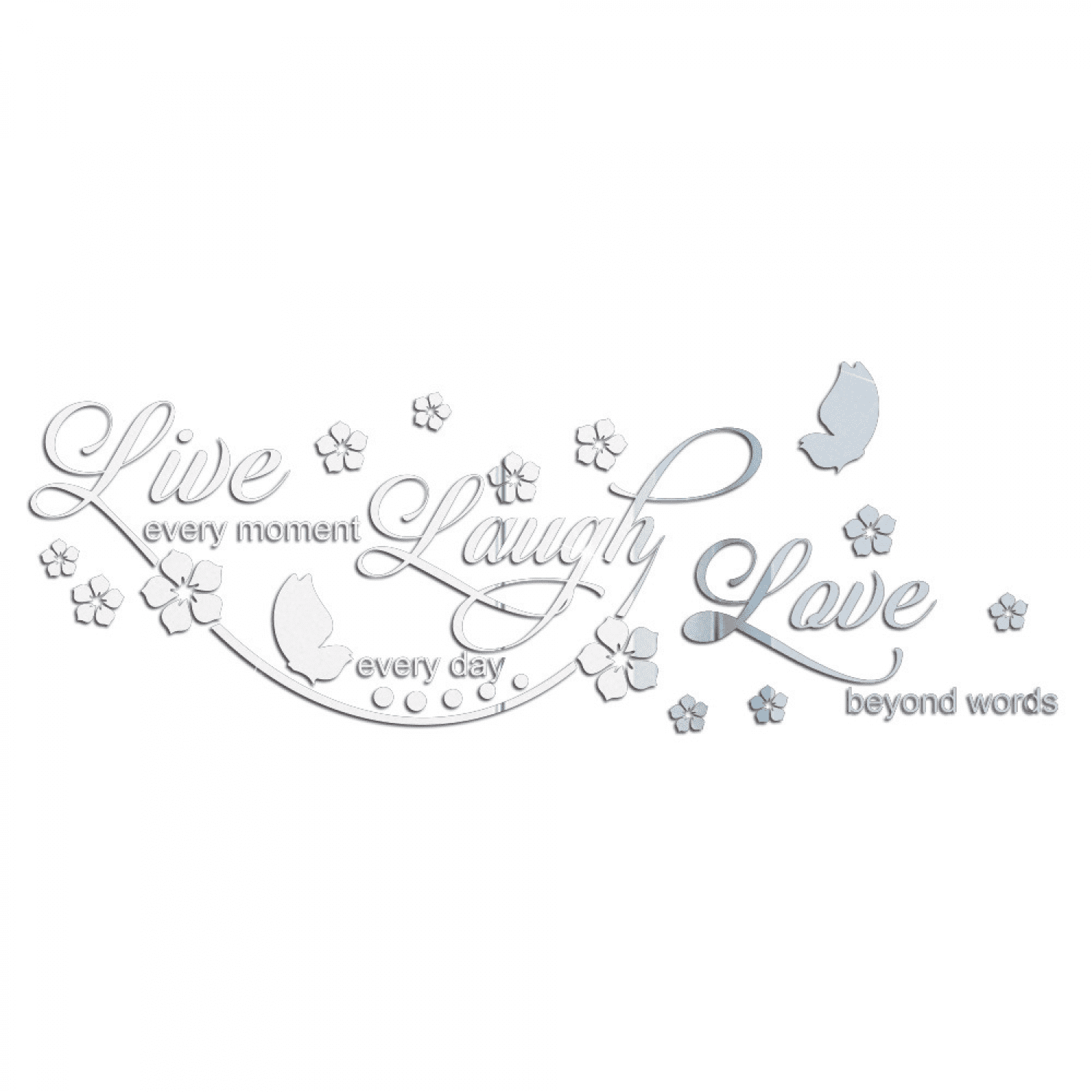 JUSTUP 3D Acrylic Mirror Wall Decor Stickers Live Laugh Letter Quotes