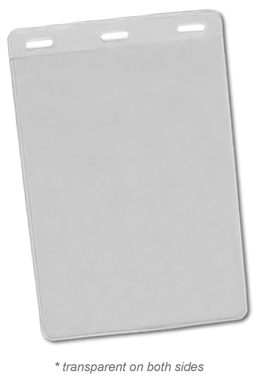 100pcs - 6" X 4" Vertical 3-Slots Clear Vinyl ID Badge Holder Plastic Sleeve Name Badges to Hold ID Badges Ticket Holder