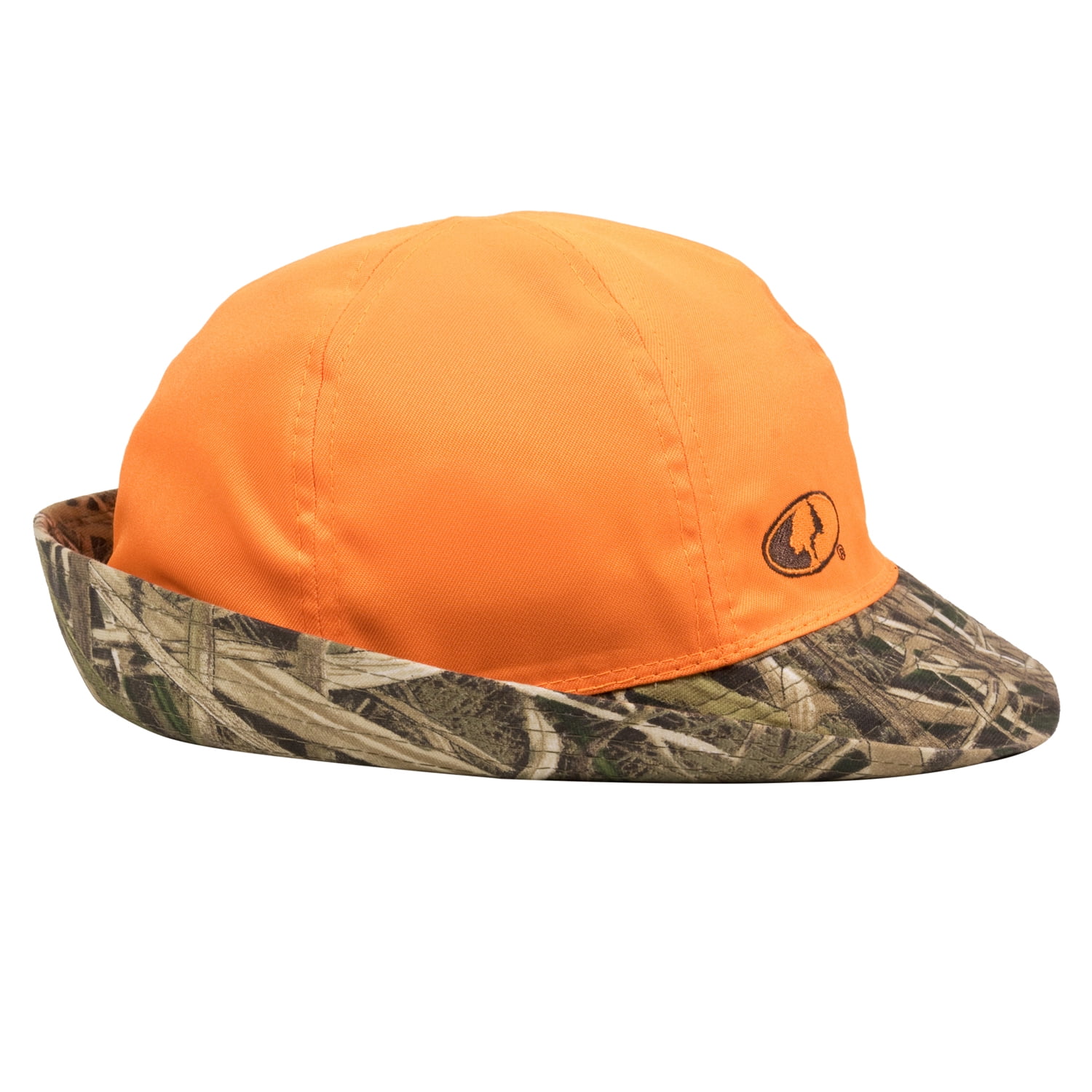 Mossy Oak Ear Flap Cap, Blaze Orange & Shadow Grass Blades Camo