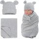 thumbnail image 1 of Little Havang Manta de algodón puro con gorro para bebé recién nacido, manta y gorro para recién nacido (gris), 1 of 5