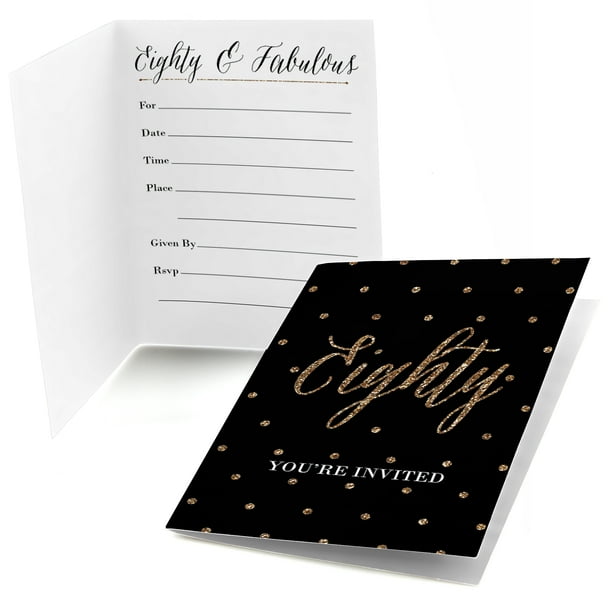 Chic 80th Birthday Fill In Birthday Party Invitations 8 Count Walmart Com Walmart Com