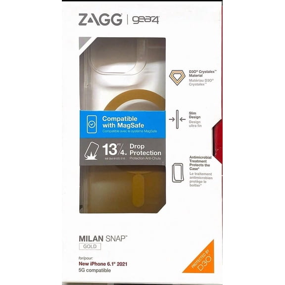 ZAGG GEAR4 MILAN SNAP Case for MagSafe For Apple iPhone 13 - Gold/Clear