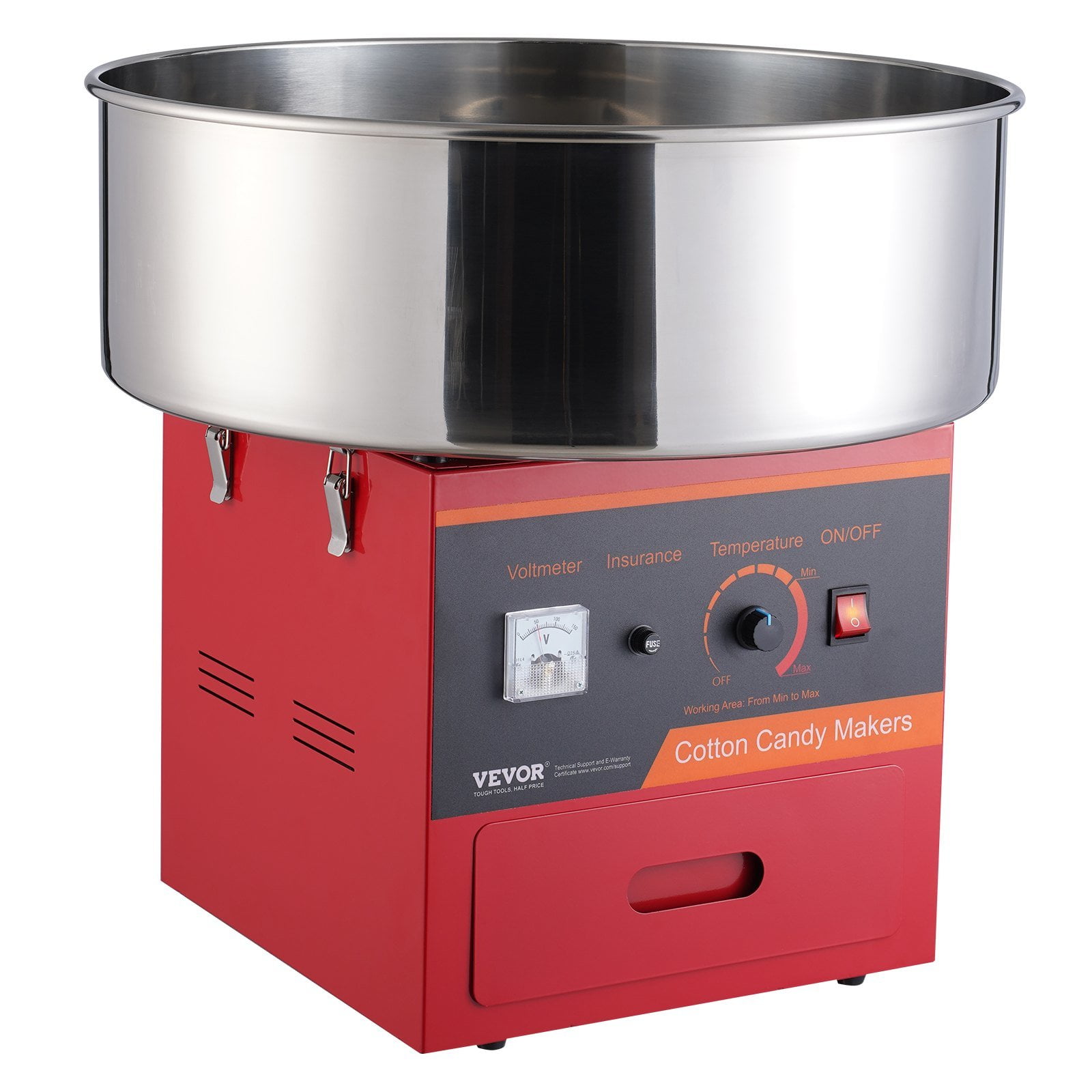 Commercial Electric Cotton Candy Machine 1000W, Candy Floss Maker with Stainless Steel Bowl, Sugar Scoop & Storage Drawer, Perfect for Birthday Parties, Family Fun, Red