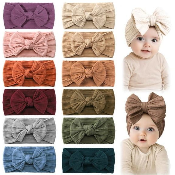 12pcs Baby Nylon Headbands Hair Bow Elastics Hairbands Hair Accessories for Baby Girls Newborn Infant Toddlers Kid