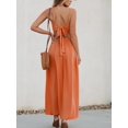 thumbnail image 3 of Vestido largo CUPSHE naranja con cuello en V sin mangas para mujer, 3 of 7