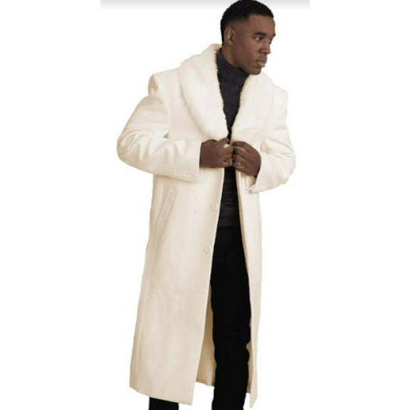 Mens Collar Long Coat Off White Wool Topcoat Winter Overcoat Private Label Moscow