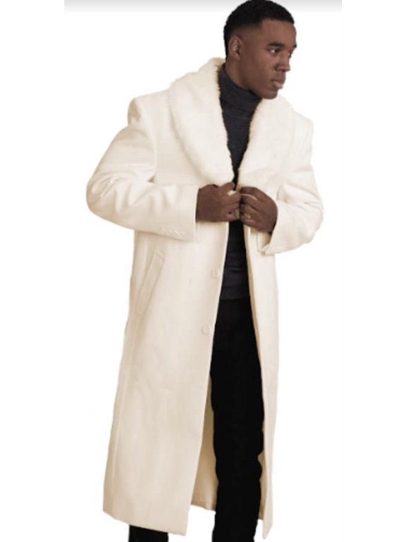 Mens Collar Long Coat Off White Wool Topcoat Winter Overcoat Private Label Moscow