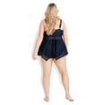 thumbnail image 2 of Avenue Women's Plus Size Jacquard V-neckline Relaxed Fit Tankini Top, 2 of 5