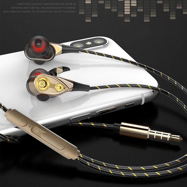 Twowood auricular Auricular in-oreja Bajo pesado de 3,5 mm Auriculares montados en el cuello de la moda para teléfono celular