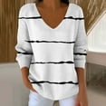 thumbnail image 4 of PNTUTB Women's Fashion Striped Print V-Neck Casual Loose Fit Comfortable Long Sleeve Top&Flash Picks, 4 of 6