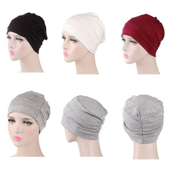 Zhaomeidaxi Turbans for Women Soft Pre Tied Knot Fashion Pleated Turban Cap Beanie Headwrap Sleep Hat
