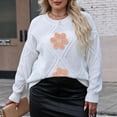 thumbnail image 3 of Plus Size Pullover Sweater Womens Fall Floral Sweaters Long Sleeve Casual Tops Trendy Winter Clothes White, 3XL, 3 of 7