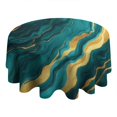 thumbnail image 4 of Teal and Gold Marble Wavy Veins Pattern Round Tablecloth 60"x60",Wrinkle Wipeable Table Cloth for Kitchen Dining Room Picnic Patio Party, 4 of 6