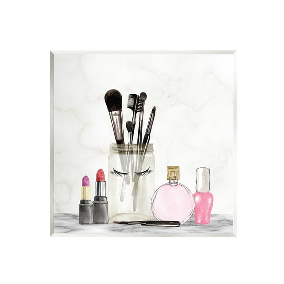 Stupell Industries Trendy Makeup Brushes Polished Fashion Cosmetics Graphic Art Unframed Art Print Wall Art, Design by Kim Allen