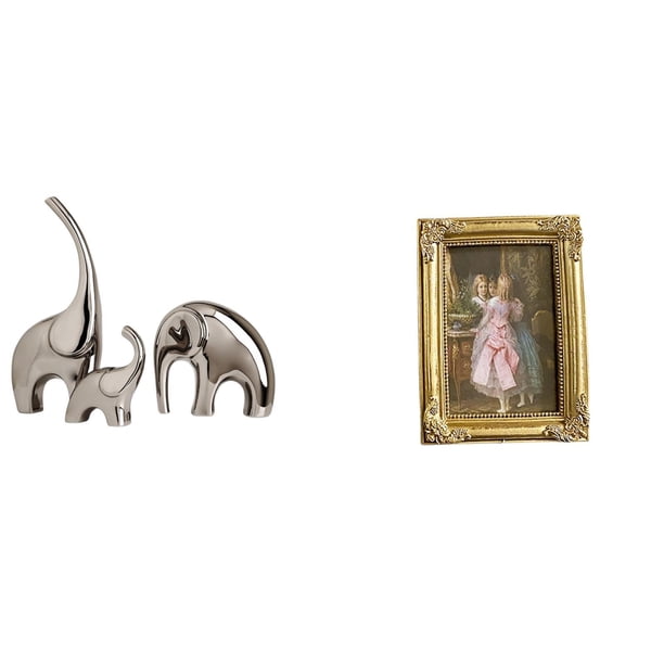 Figuras De Elefante De Cerámica Y Marco De Fotos De Resina, Soporte Para Tarjetas, Marco De Fotos Con Frente De Vidrio Para El Hogar, Estante, Mesa, Decoración De Pared, Dormitorio Y Oficina.