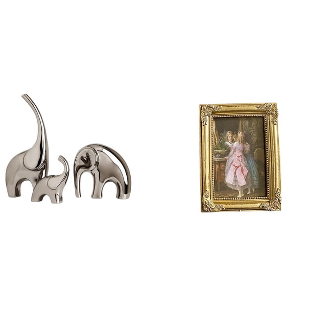 Figuras de de cerámica y marco de fotos de resina, soporte para tarjetas, marco de fotos con frente de vidrio para el hogar, estante, mesa, d