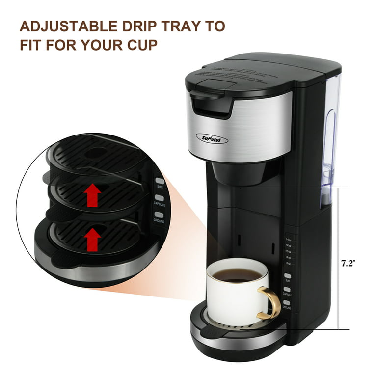 and Iced Coffee Maker for K Cups and Ground Coffee, 4-5 Cups Coffee Maker  and Single-serve Brewers, with 30Oz Removable Water Re
